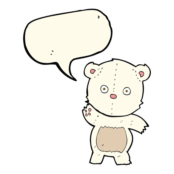 Lindo oso polar de dibujos animados con burbuja de habla — Vector de stock