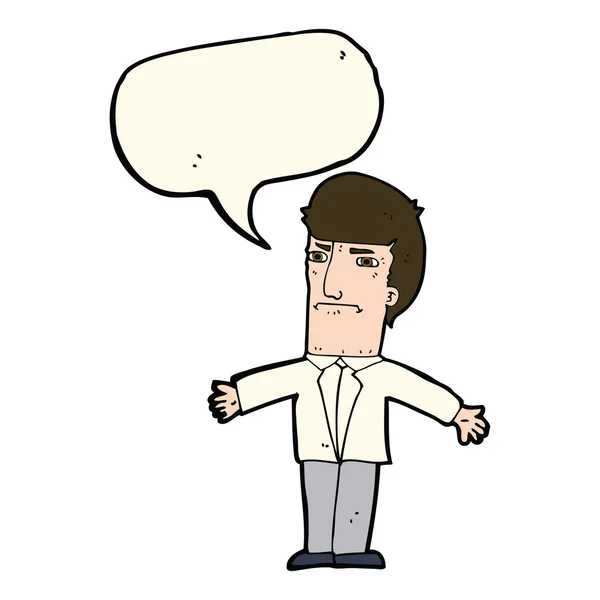 Γελοιογραφία ενοχλημένος αφεντικό με φούσκα ομιλία — Διανυσματικό Αρχείο