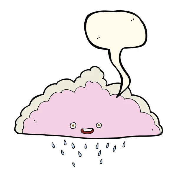 Dessin animé nuage de pluie avec bulle de parole — Image vectorielle