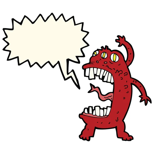Cartoon gek monster met spraakbel — Stockvector