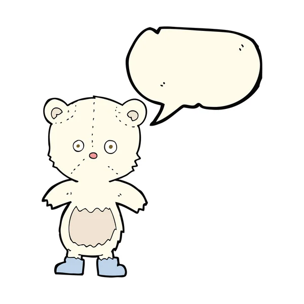 Мультяшный белый медвежонок с пузырьком речи — стоковый вектор