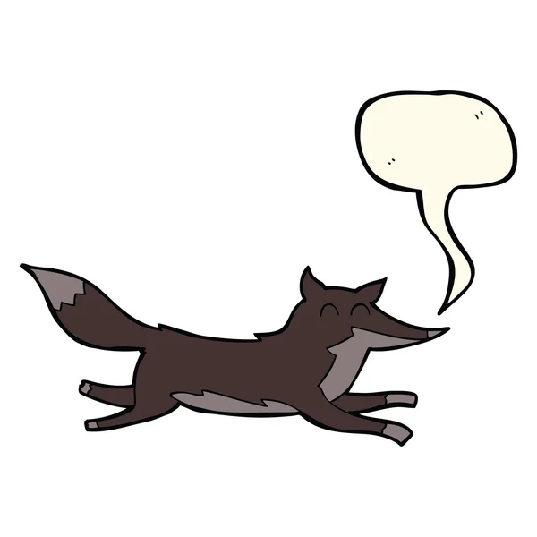 Карикатура на бегущего волка с пузырем речи — стоковый вектор