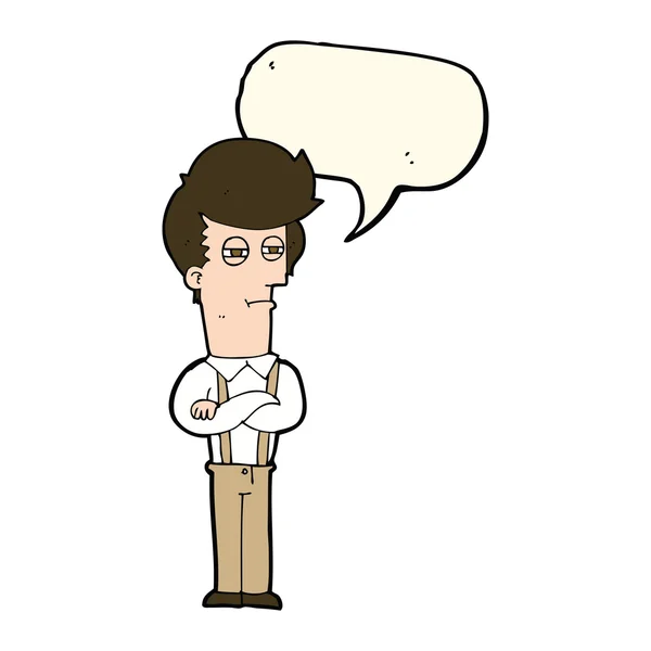 Karikatür konuşma baloncuğu ile rahatsız adam — Stok Vektör