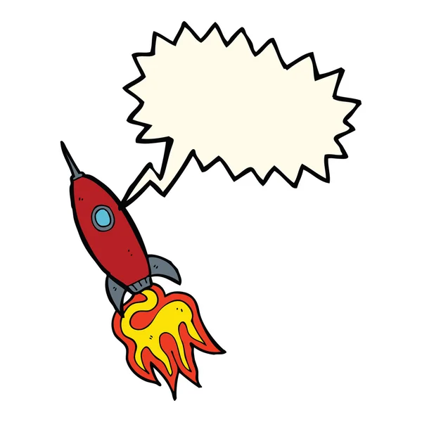 Cartoon ruimteschip met spraakbel — Stockvector