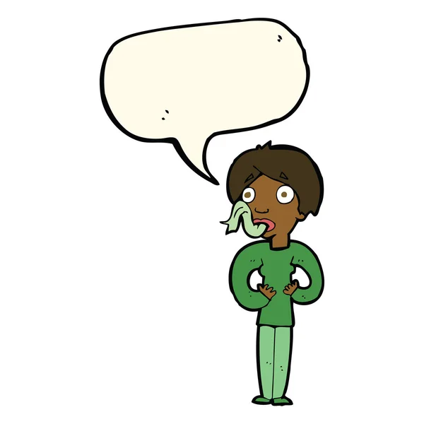 Γελοιογραφία γυναίκα να κολλήσει έξω τη γλώσσα με το συννεφάκι λόγου — Διανυσματικό Αρχείο