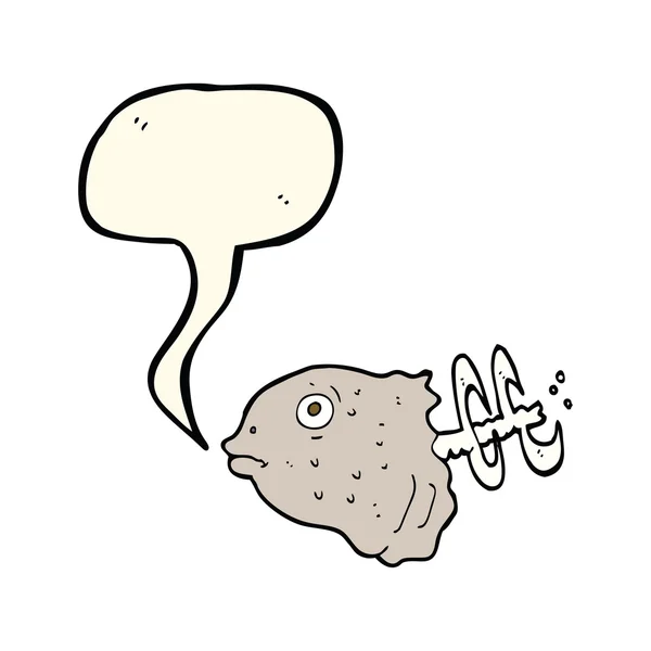 Cabeça de peixe de desenhos animados com bolha de fala — Vetor de Stock