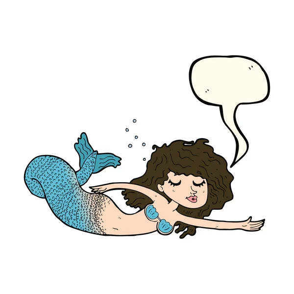 Cartoon mermaid with speech bubble — Stock Vector