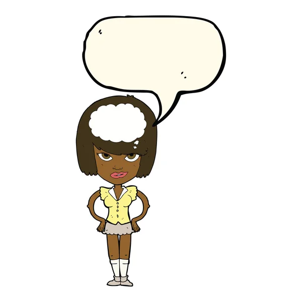 Cartoon woman thinking with speech bubble — Stock Vector