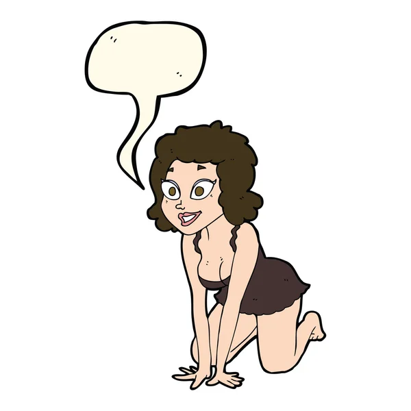 Çizgi film komik seksi kadın konuşma balonu ile — Stok Vektör