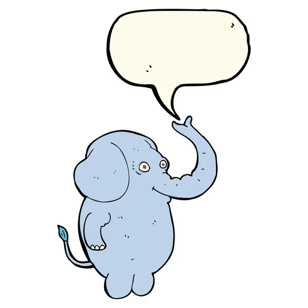 Cartone animato divertente elefante con bolla discorso — Vettoriale Stock
