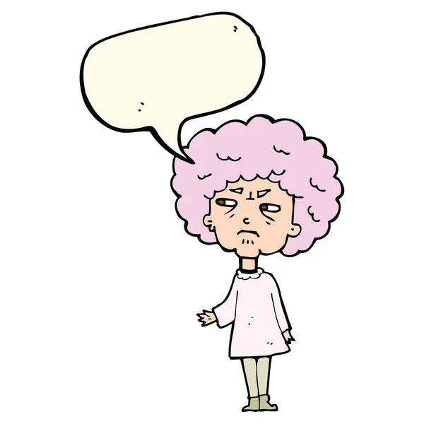 Kreslená stará dáma s bublinou řeči — Stockový vektor