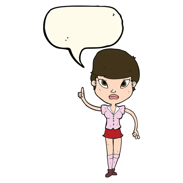 Femme dessin animé avec idée avec bulle de parole — Image vectorielle