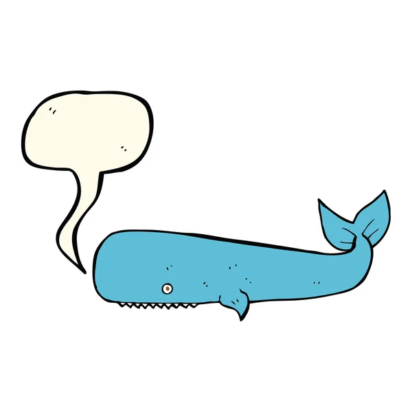 Cartoon walvis met spraakbel — Stockvector