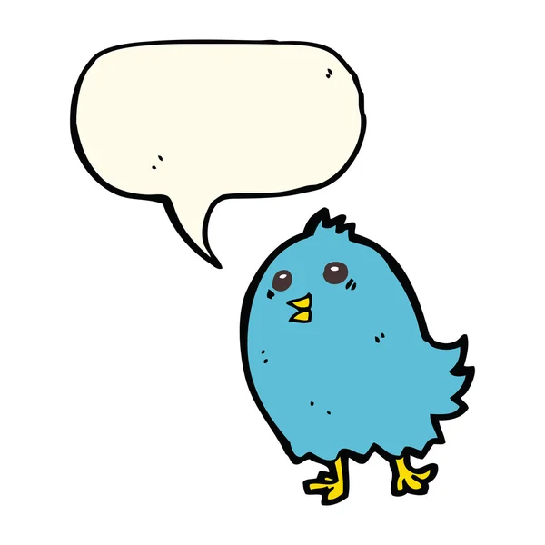 Çizgi film mavi kuş ile konuşma balonu — Stok Vektör