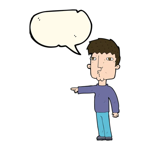 Γελοιογραφία δείχνει τον άνθρωπο με φούσκα ομιλία — Διανυσματικό Αρχείο