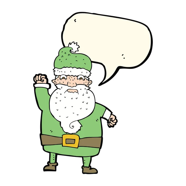 Desenho animado irritado santa claus com bolha de fala — Vetor de Stock