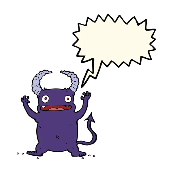 Dibujos animados pequeño diablo con burbuja de habla — Vector de stock