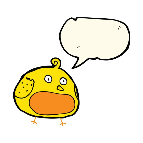 Cartoon fat bird with speech bubble — Stock Vector