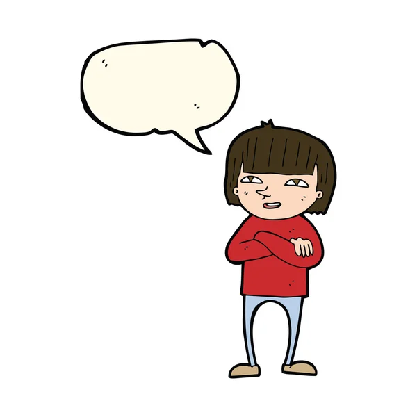 Cartoon gelukkig persoon met spraakzeepbel — Stockvector