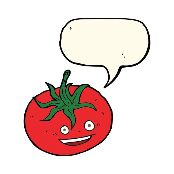 Мультяшный помидор с пузырьком речи — стоковый вектор