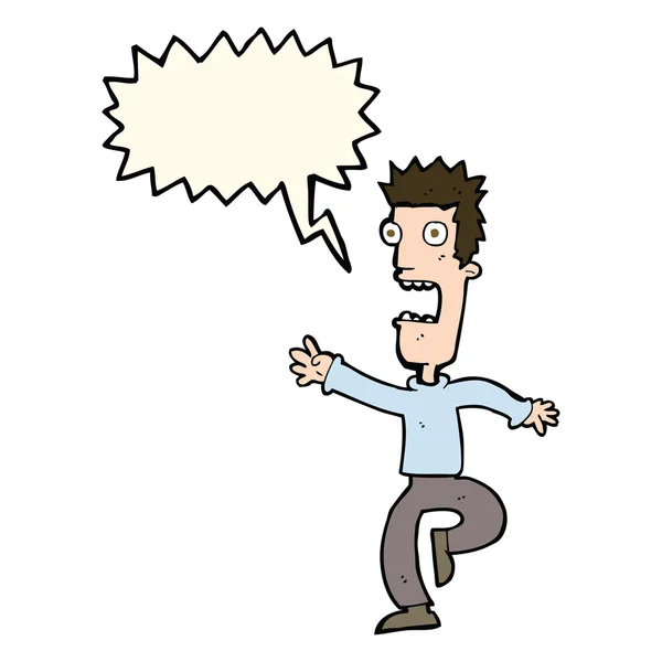 Cartoon shrieking man with speech bubble — Stock Vector