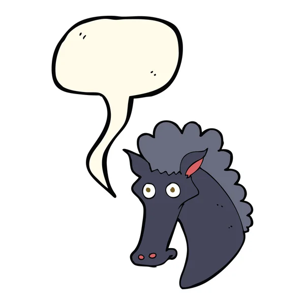 スピーチバブル付きの漫画馬の頭 — ストックベクタ
