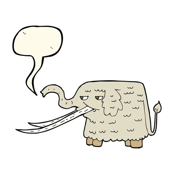 Cartoon woolly mammoth with speech bubble — Stock Vector