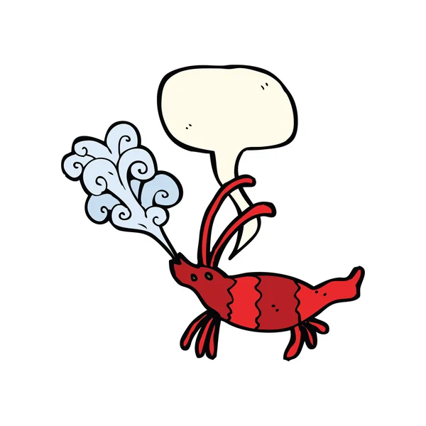 Cartoon shrimp with speech bubble — Stock Vector