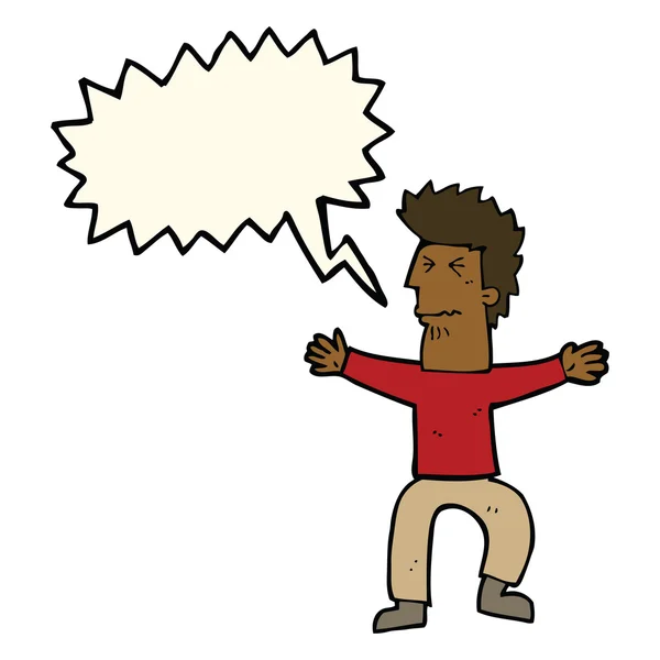 Karikatur zeigt gestressten Mann mit Sprechblase — Stockvektor