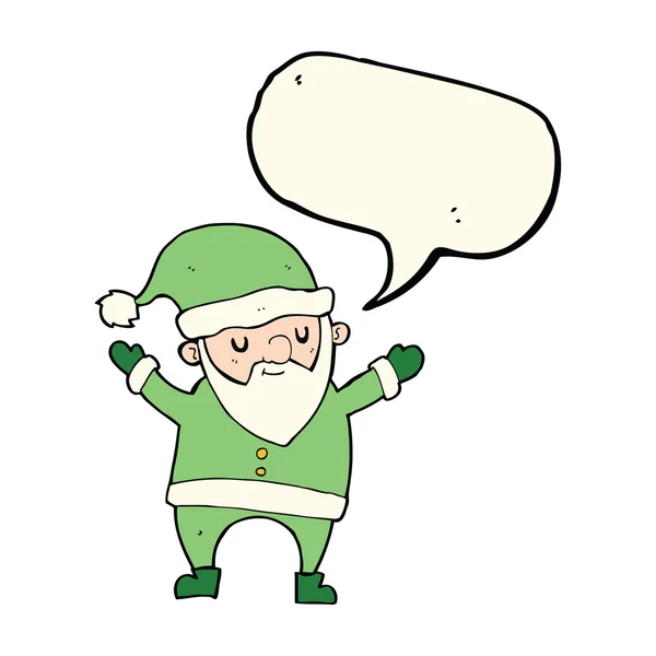 Cartoon dancing santa with speech bubble — Stock Vector