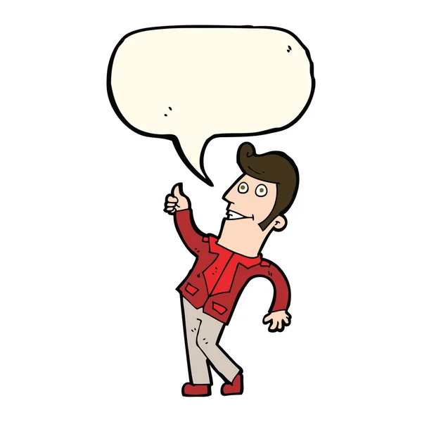 Cartoon man giving thumbs up sign with speech bubble — Stock Vector