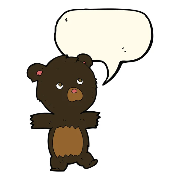 Мультфильм милый черный медведь с пузырьком речи — стоковый вектор