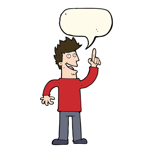 Cartoon man with great new idea with speech bubble — Stock Vector