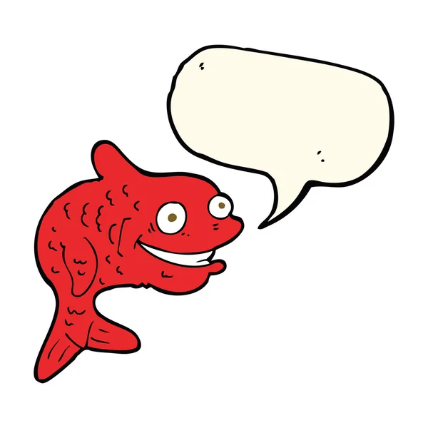 Dessin animé poisson heureux avec bulle de parole — Image vectorielle