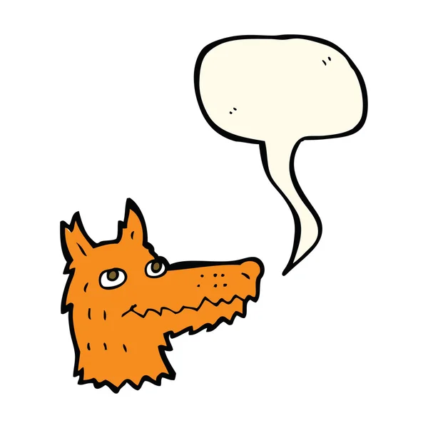 Cartoon fox huvud med pratbubblan — Stock vektor