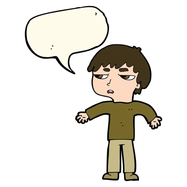 Kartun mengganggu anak laki-laki dengan gelembung bicara - Stok Vektor