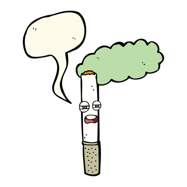 Dessin animé cigarette heureuse avec bulle de parole — Image vectorielle