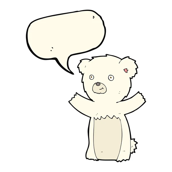 Cartoon polar bear cub med pratbubblan — Stock vektor
