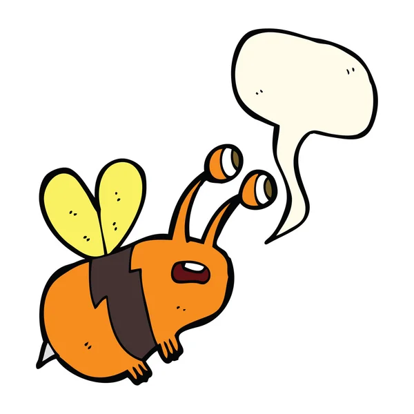 Desenho animado abelha assustada com bolha de fala — Vetor de Stock