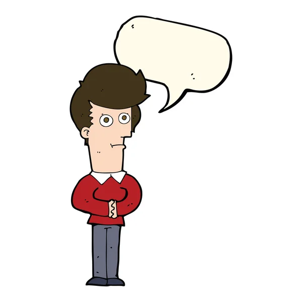 Cartoon man staren met spraak zeepbel — Stockvector