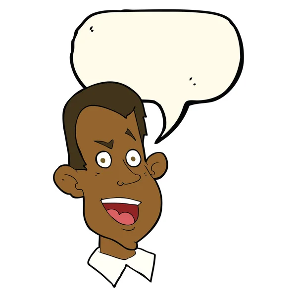 Desenho animado rosto masculino com bolha de fala — Vetor de Stock