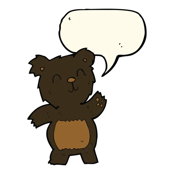 Urso preto dos desenhos animados com bolha de fala —  Vetores de Stock
