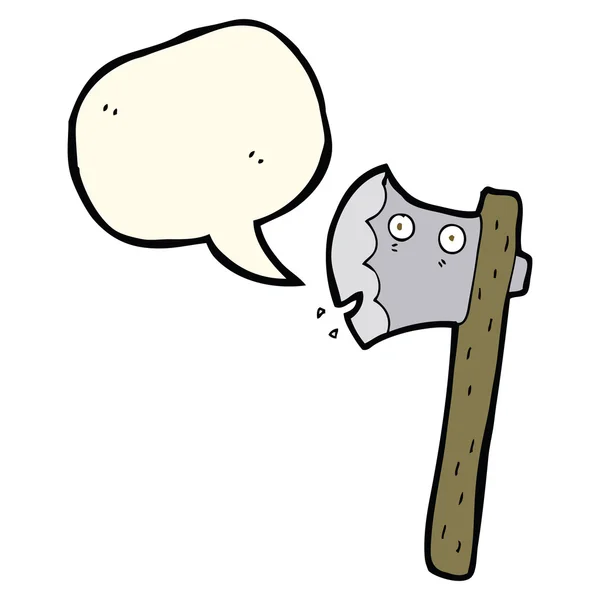 Cartoon axe with speech bubble — Stock Vector