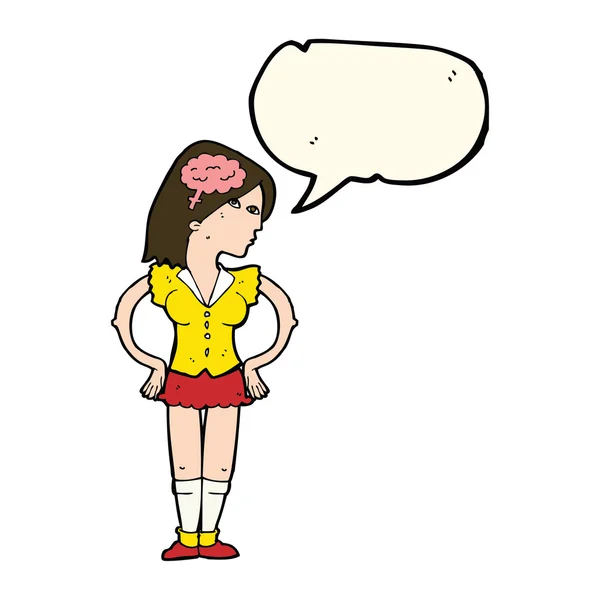 Cartoon intelligente Frau mit Sprechblase — Stockvektor