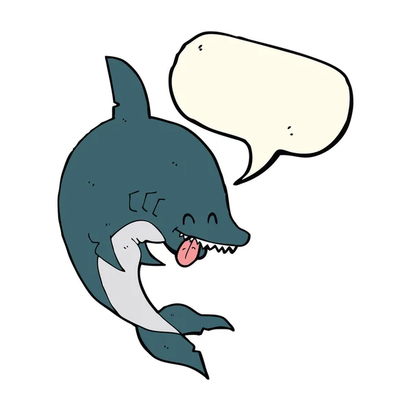 Lustiger Karikaturenhai mit Sprechblase — Stockvektor