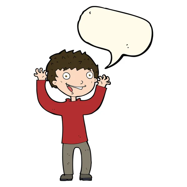 Dibujos animados niño emocionado con burbuja del habla — Archivo Imágenes Vectoriales