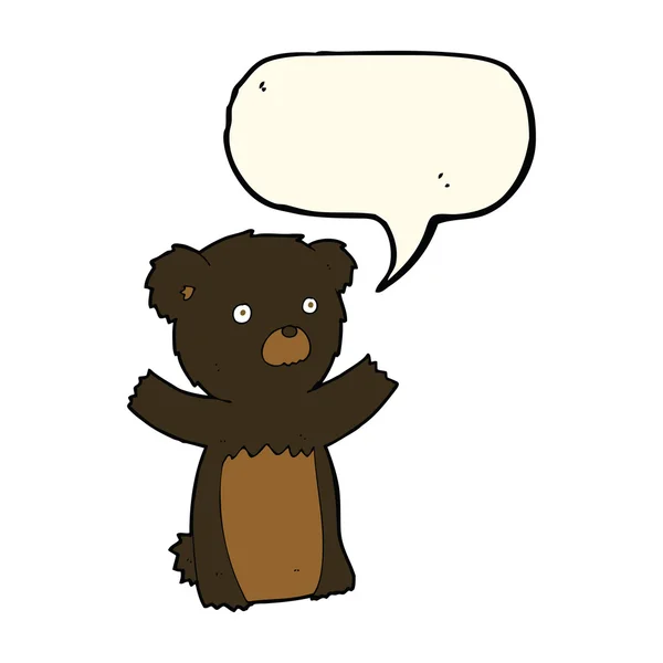 Ourson ours noir dessin animé avec bulle de parole — Image vectorielle