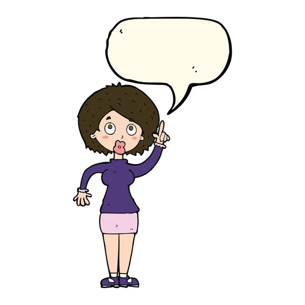 Cartoon woman with idea with speech bubble — Stock Vector