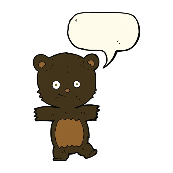 Dibujos animados lindo oso negro con burbuja de habla — Archivo Imágenes Vectoriales