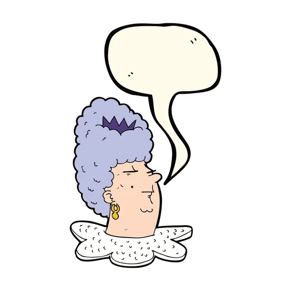 Cartoon queen's head with speech bubble — Stock Vector